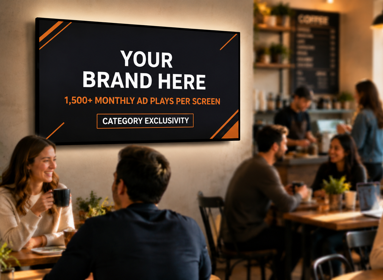 Local business advertising on indoor digital billboard