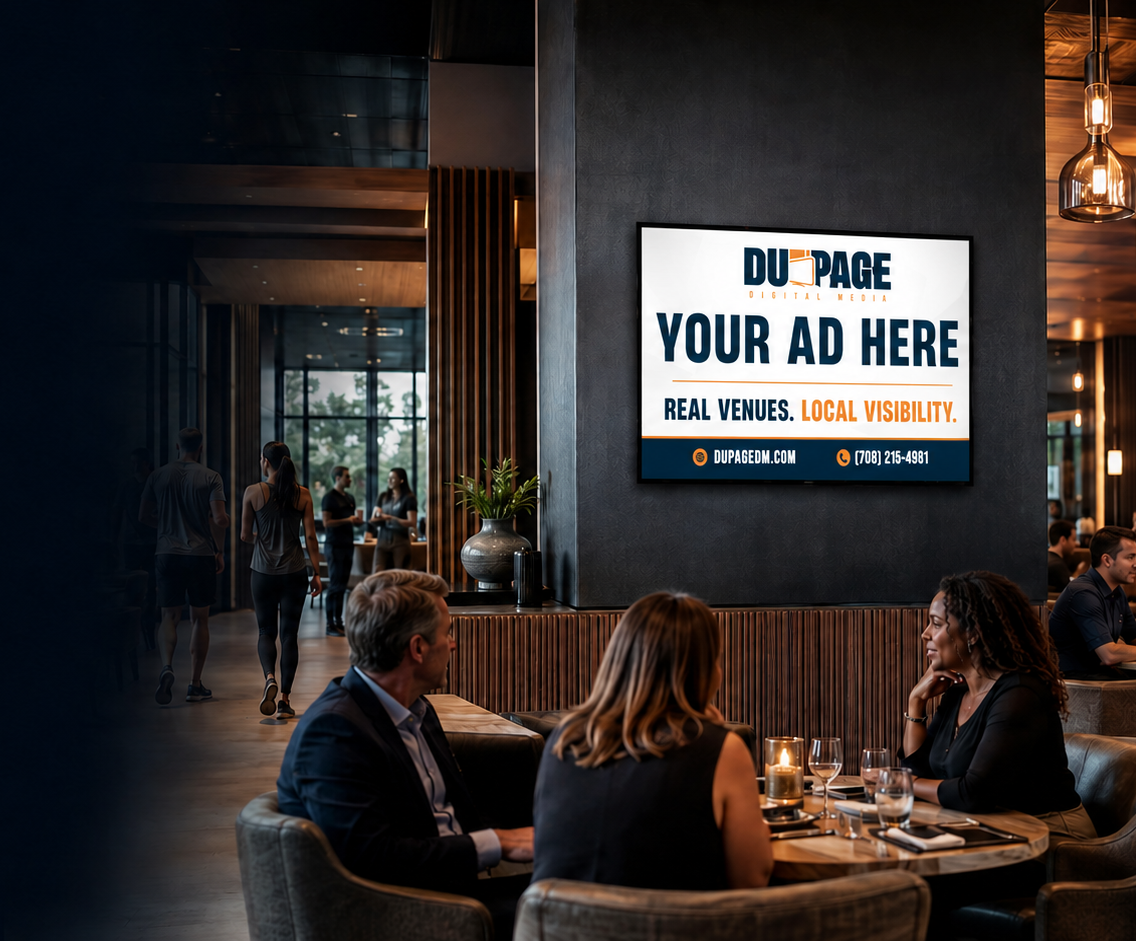 DDM digital advertising screen operating inside a local venue