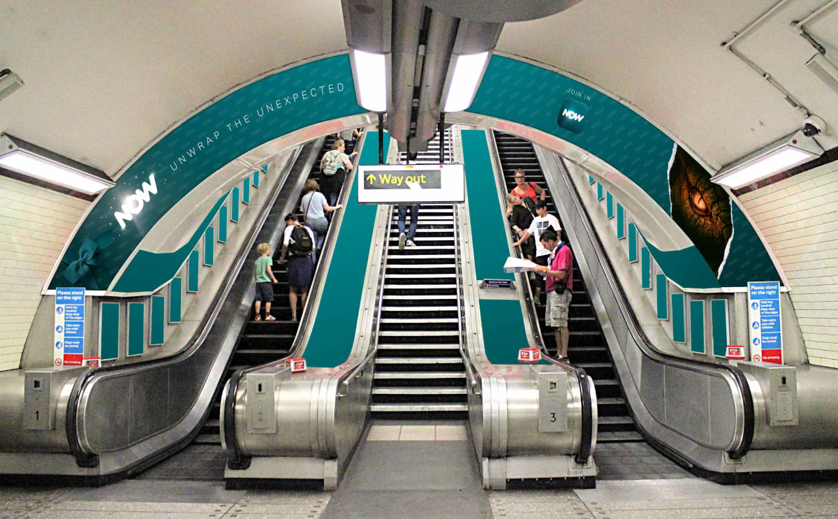 NOW TV Christmas Campaign — escalator mockup