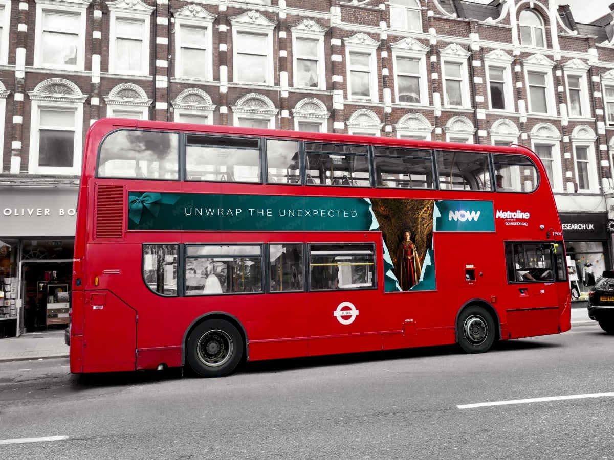 NOW TV Christmas Campaign — bus mockup
