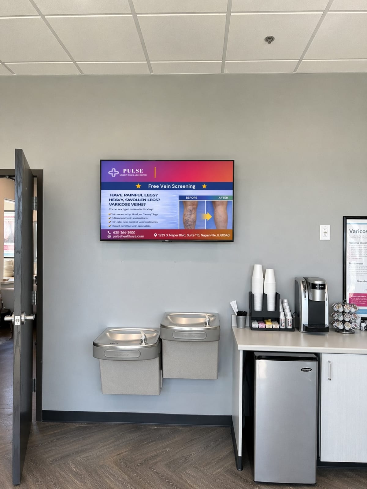 DDM screen inside Pulse Urgent Care and Vein Center
