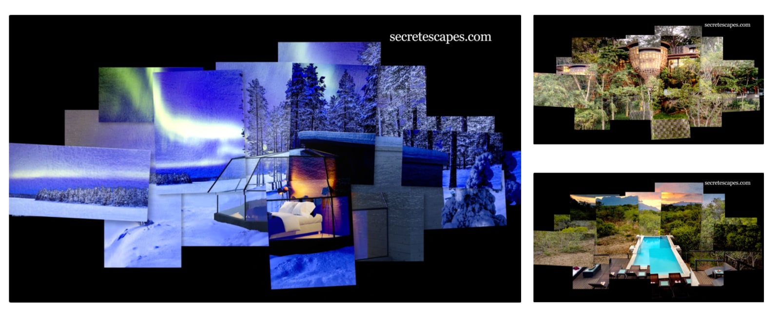 Secret Escapes DRTV campaign visuals