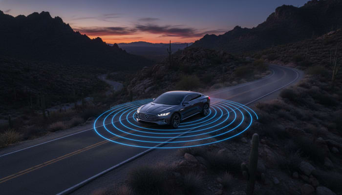Vehicle on remote road using connected safety alerts