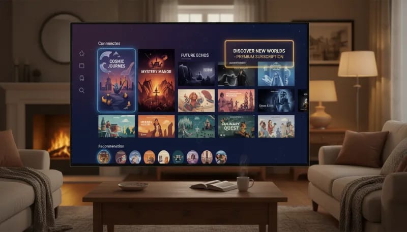 Connected TV advertising showing a non-skippable streaming ad served to households across DuPage, Kane, Kendall and Will Counties on Roku, smart TVs, and OTT platforms