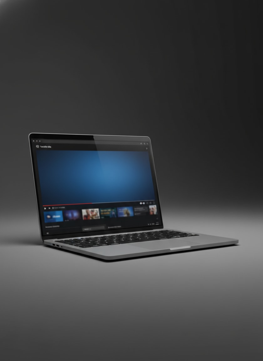 Premium laptop showing YouTube-style video page