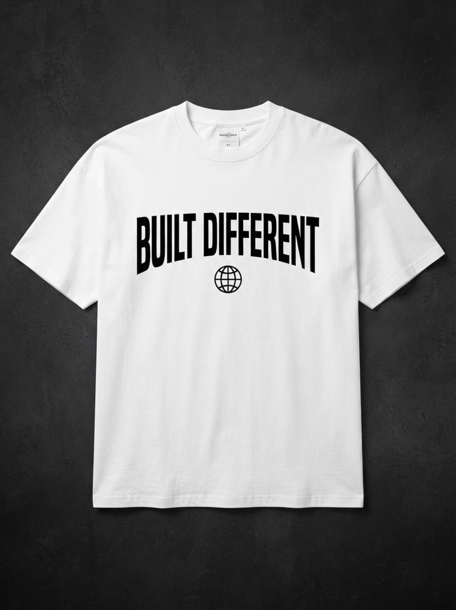 BUILT DIFFERENT OVERSIZED TEE WHITE