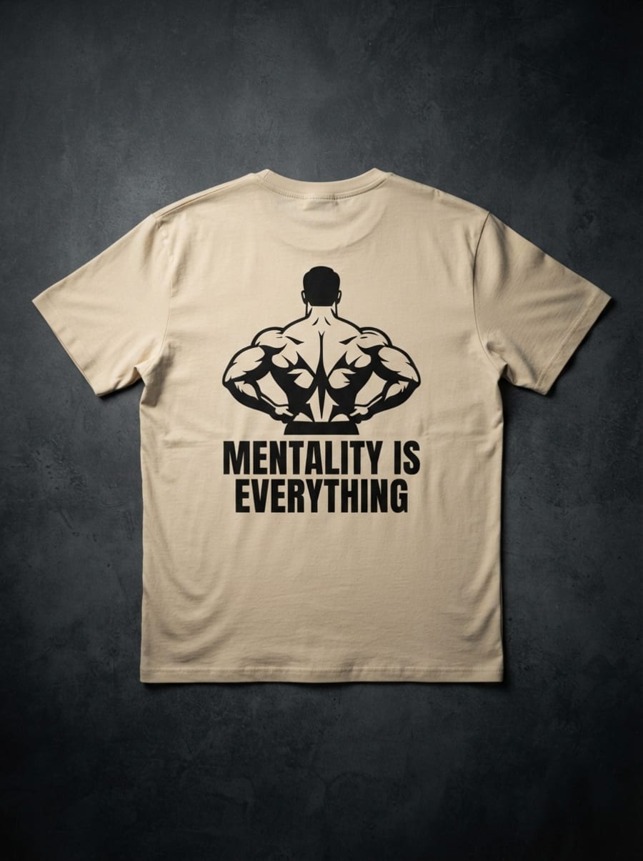 MENTALITY IS EVERYTHING TEE BEIGE
