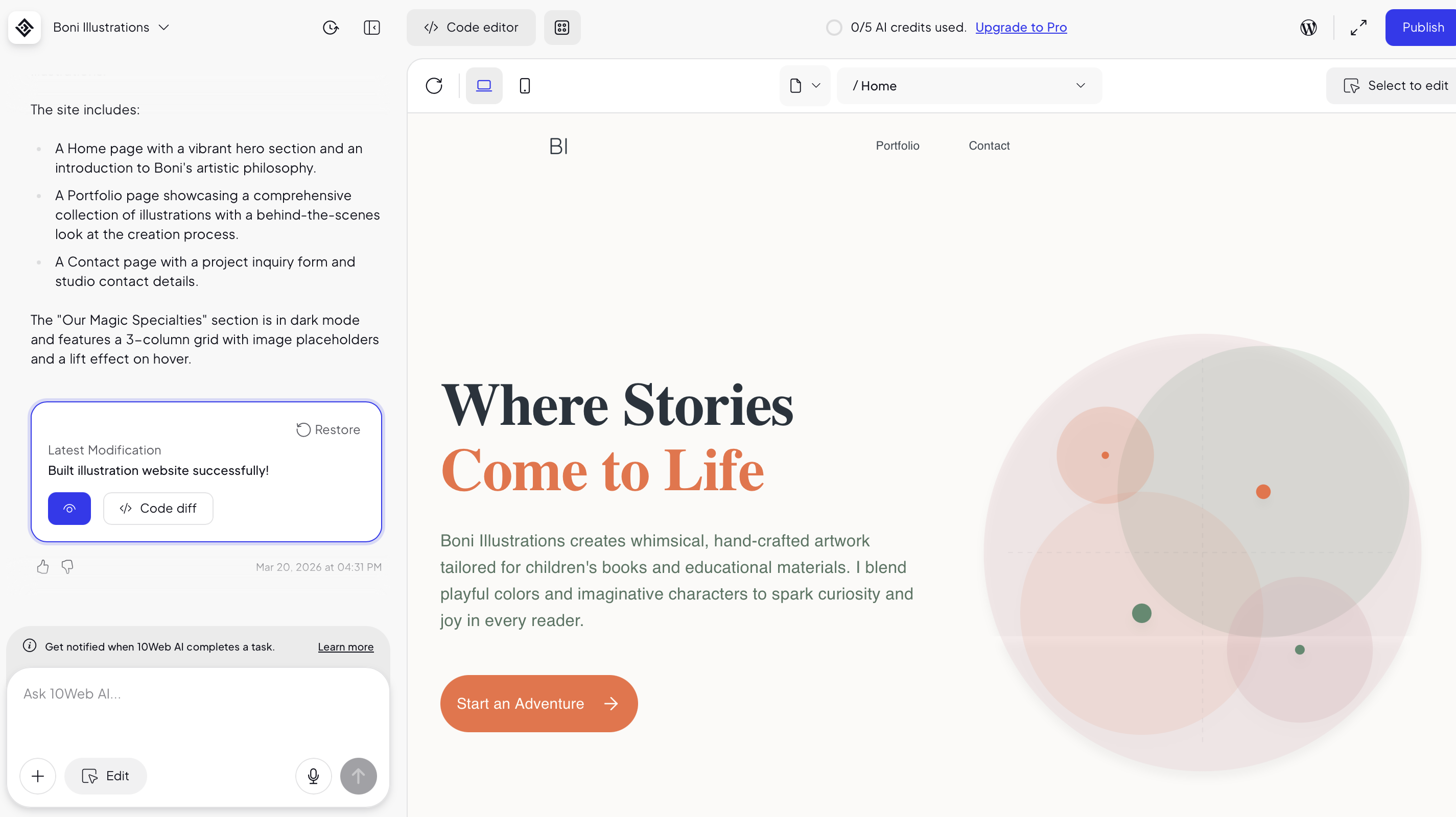 10Web website builder interface 2026