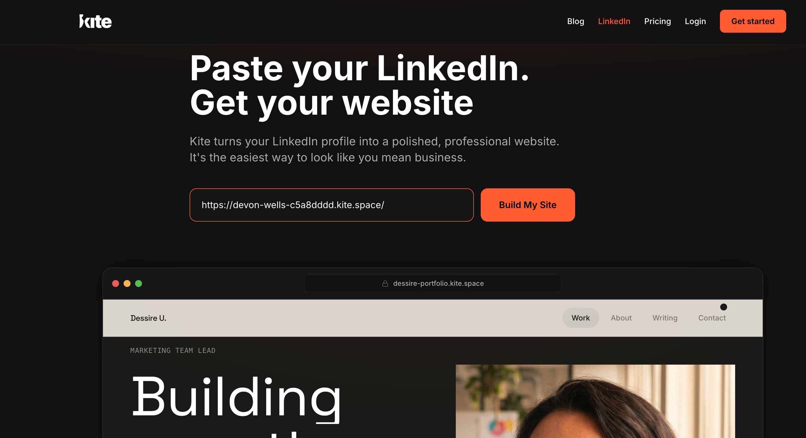 Pasting LinkedIn URL into Kite