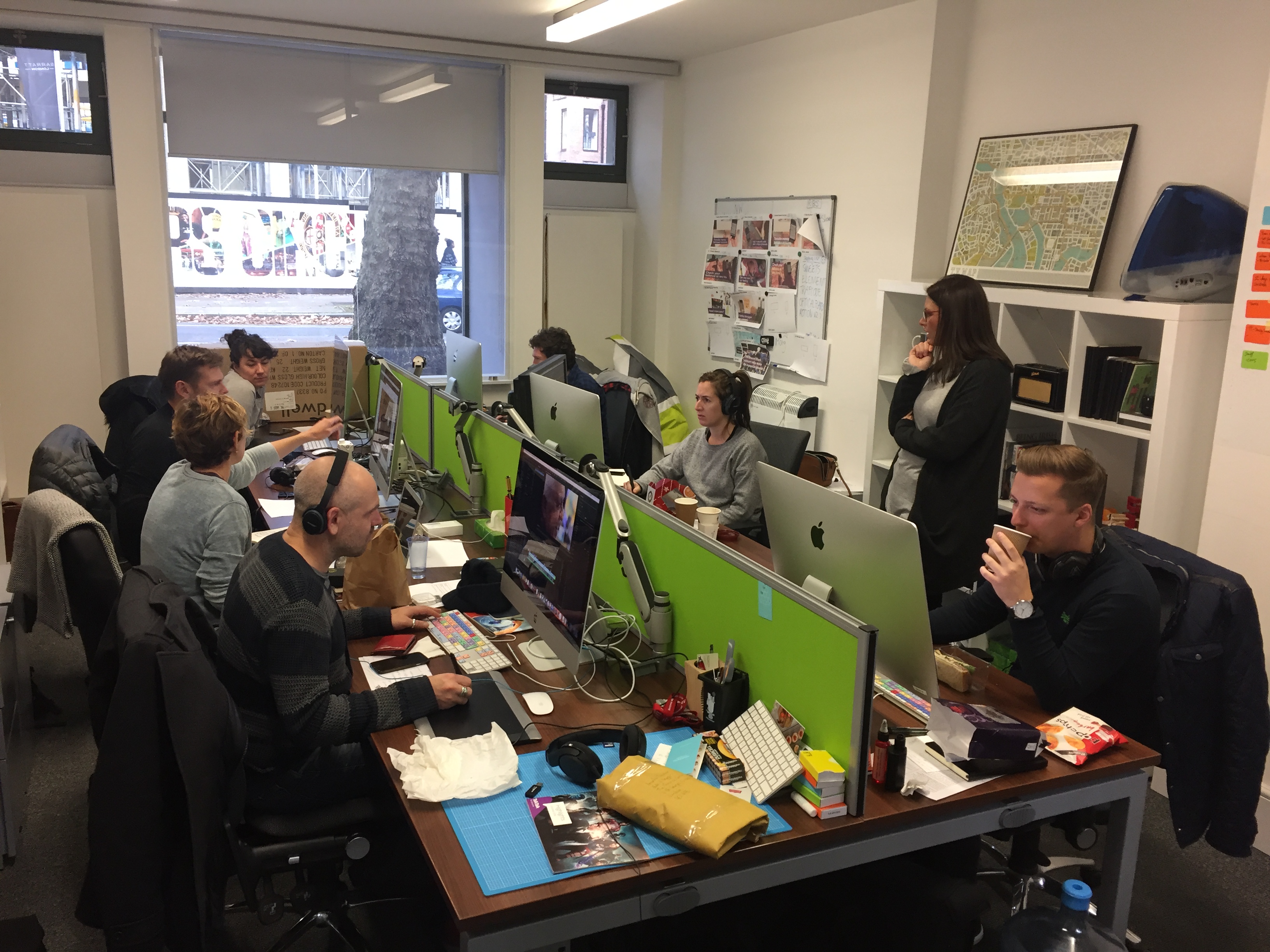 Real office team working together