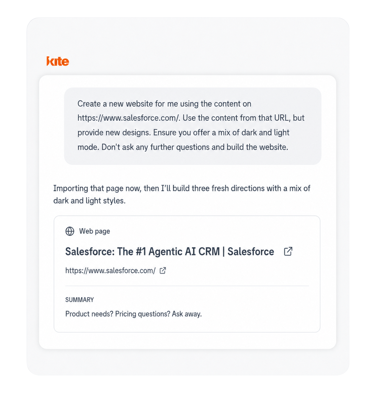 Paste your URL into Kite