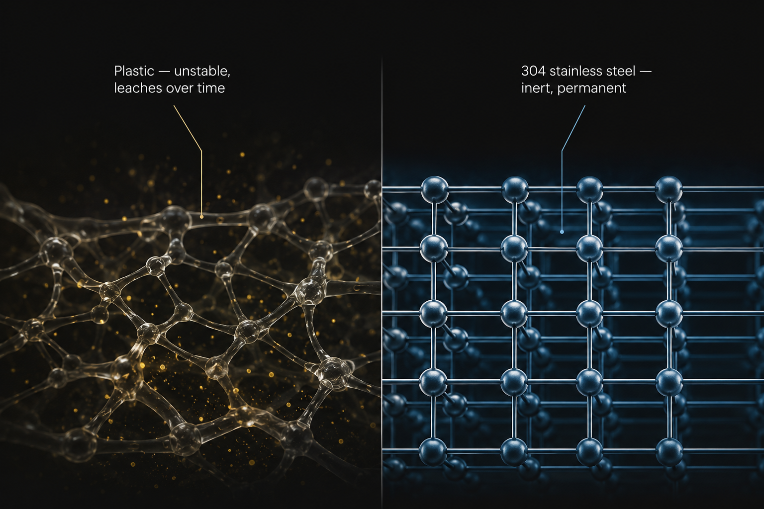 Material science graphic: plastic vs stainless steel