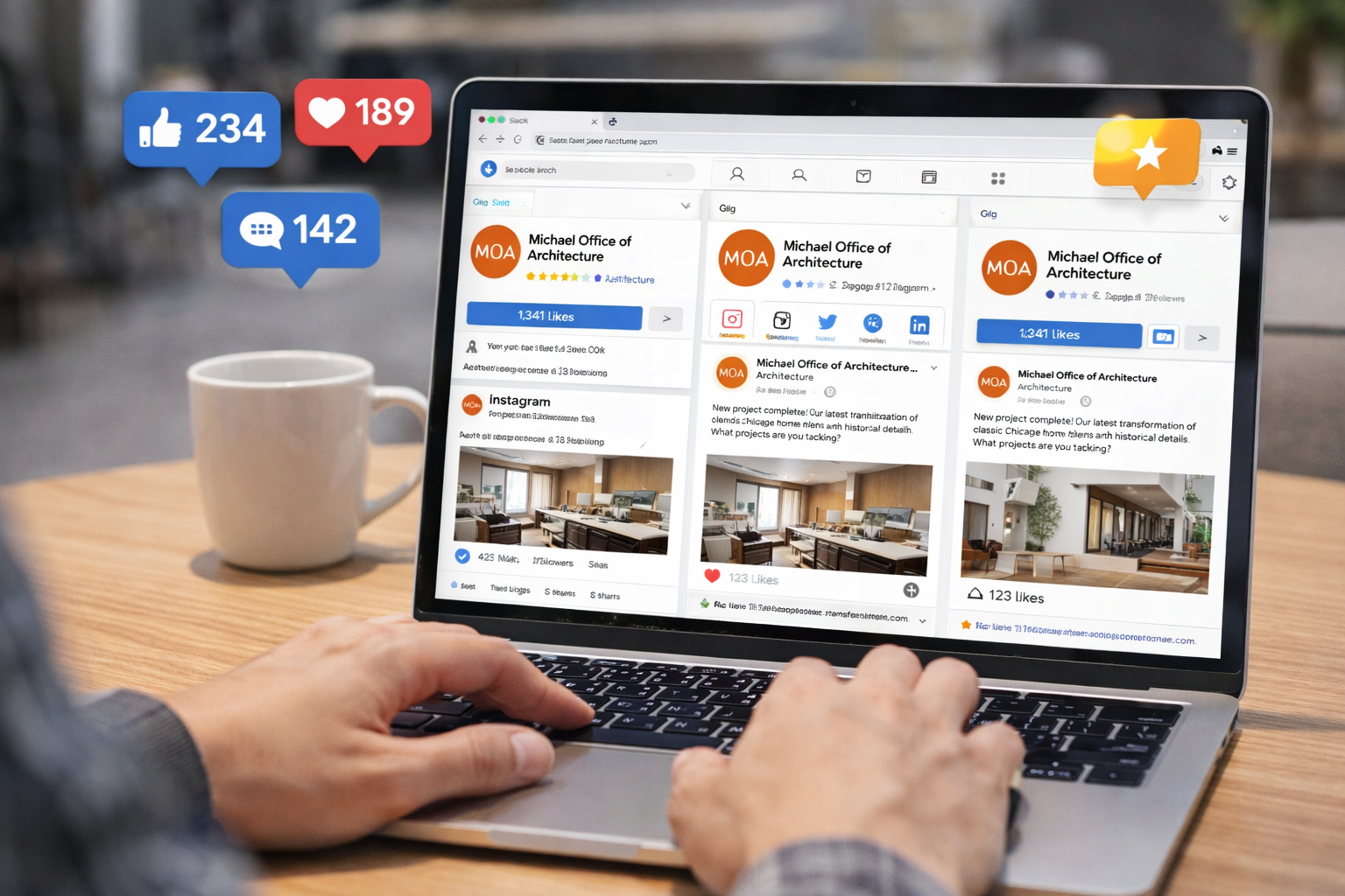 Social media content calendar and engagement dashboard for local business
