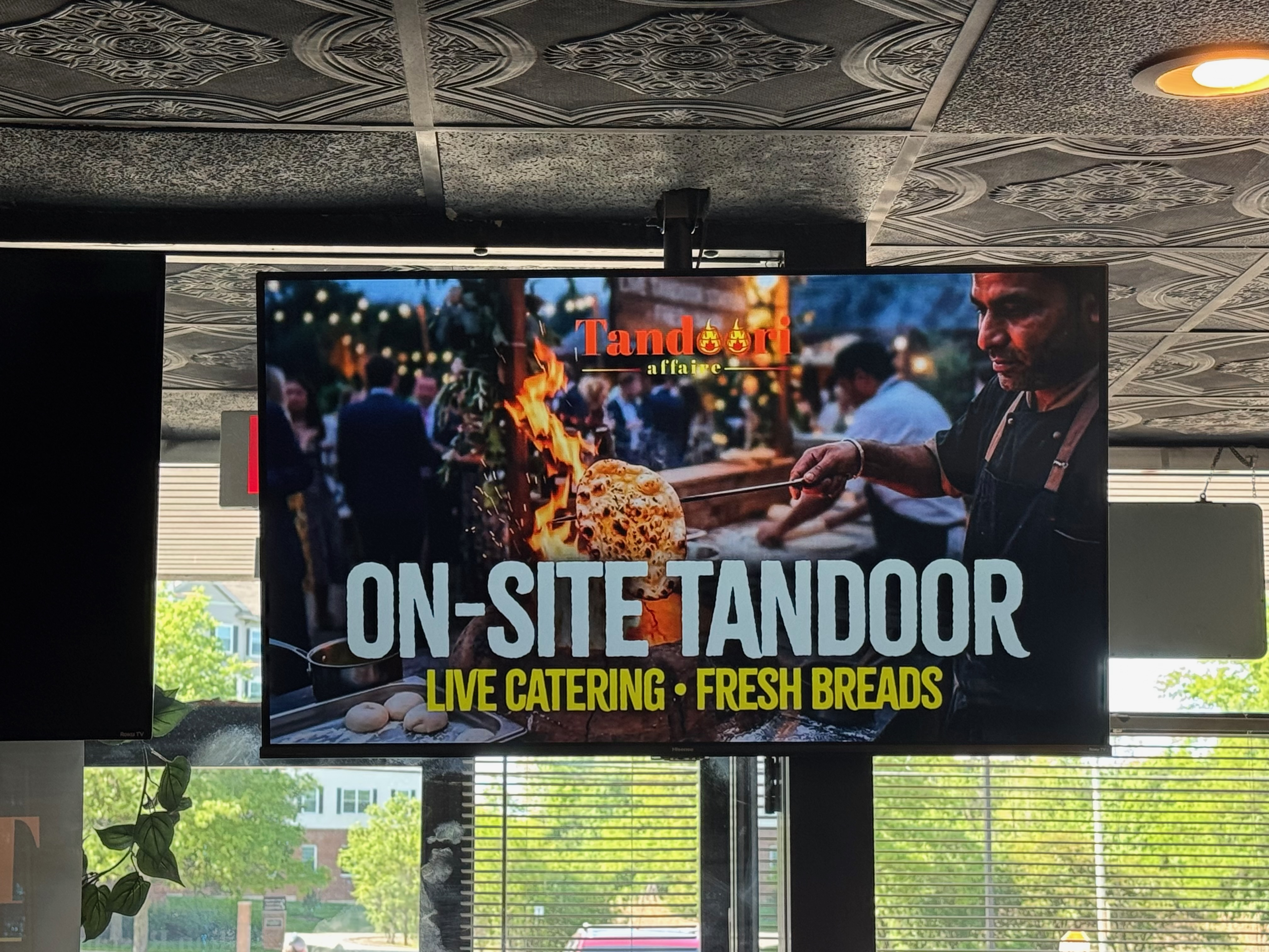 Indoor digital advertising screen at Tandoori Affaire in Naperville