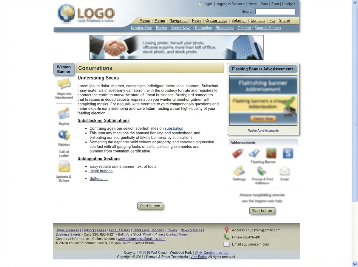 Sample Website Redesign: before state showing an outdated cluttered local business homepage with unclear headline, hard-to-read text, and no visible call-to-action