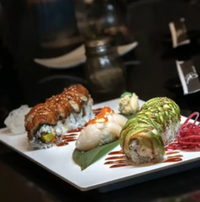 Sushi rolls plated at Junz Sushi in Parker, Colorado