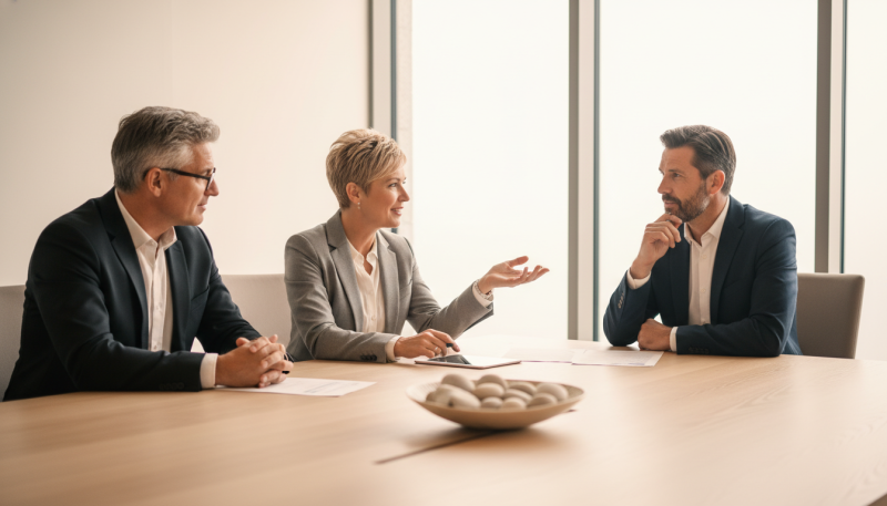 Employer team in a modern boardroom